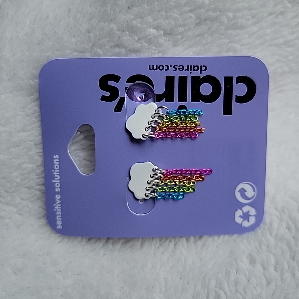 Claire's cloud rainbow chain earrings